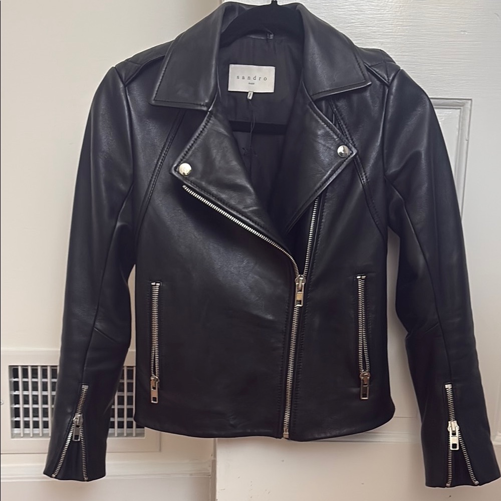 Sandro Black Leather Jacket
